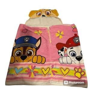 Paw Patrol Hooded Bath Towel Skye Marshall Chase Pink